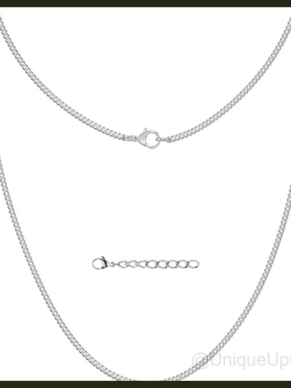 Mens Cuban Link Chain Necklace Stainless Steel 2mm 20 inch Lobster Clasp